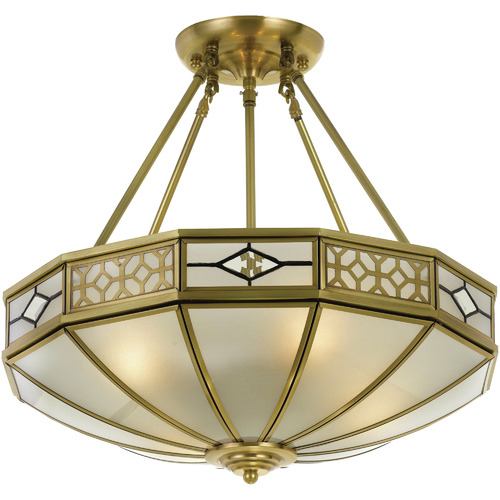 Antique brass ceiling lights deals flush semi flush